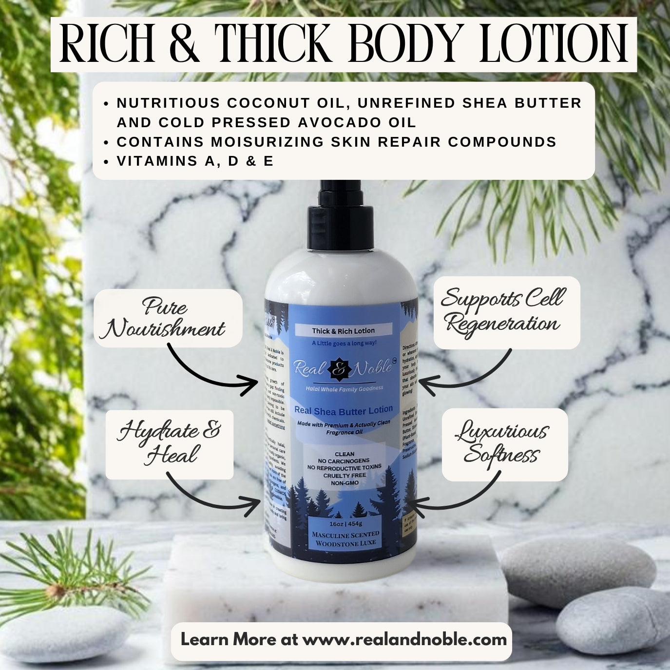 Real Shea Butter Lotion: Woodstone Luxe